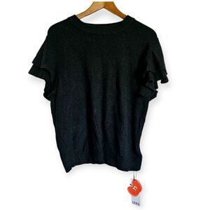 Cider Black Ruffle Sleeve Sweater Size XL 2XL NWT